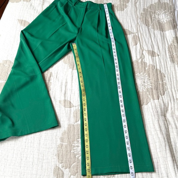 Funyyzo Wide Leg Pants Women’s Size 2-4 Business Work Trousers Green - Picture 4 of 13